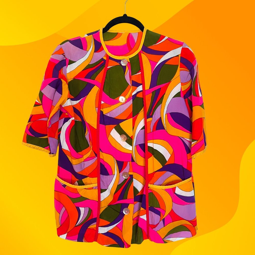 Vintage Groovy 60's-70's Handmade Whimsical Shirt Women's Small-Medium